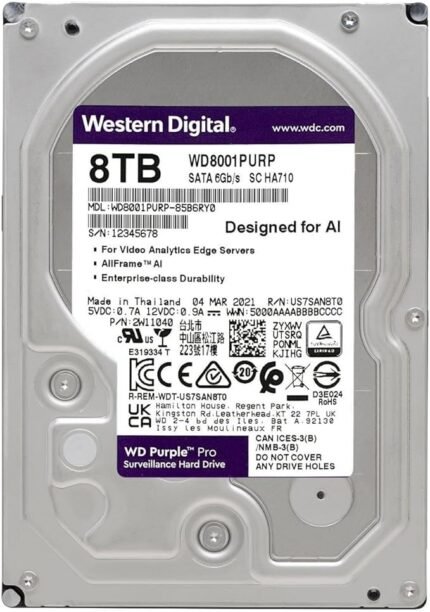 მყარი დისკი, Western Digital, 8 TB, HDD,WD8001PURA-64B6VY0,8T,7200,3.5"S3,WD